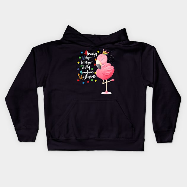 inspirational quote Autism Awareness Flamingo Mom child Kids Hoodie by mccloysitarh